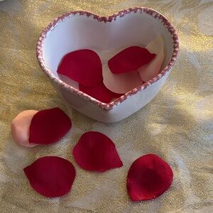 Heart-Shaped Ceramic Bowl with Red Accents